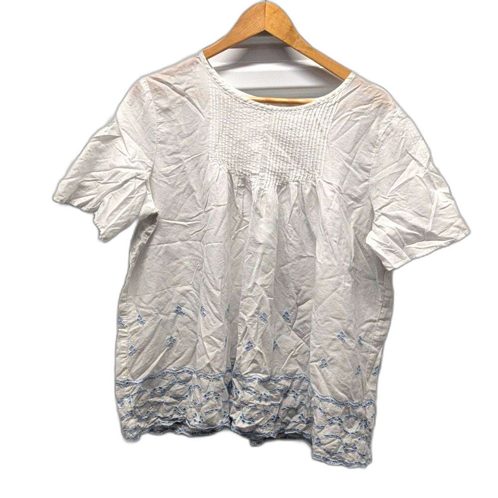 Cottagecore‎ Boho Peasant Top Soft Girl Floral Smocked Blouse Gap Large Clean